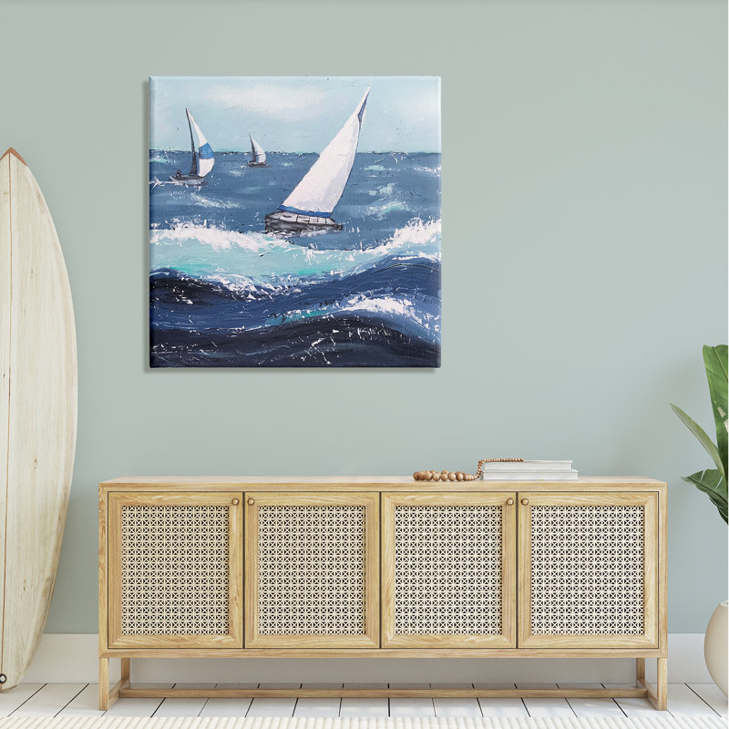 Vagues rugueuses par Jade Reynolds - Peinture, H 36 po x l 36 po x P 1,5 po, Toile tendue