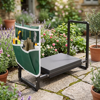 Banc de jardinage rembourré robuste de 10,2 pouces de largeur, siège et genouillère polyvalents, cadeau de jardinage pratique noir pour dames, personnes âgées et grands-parents