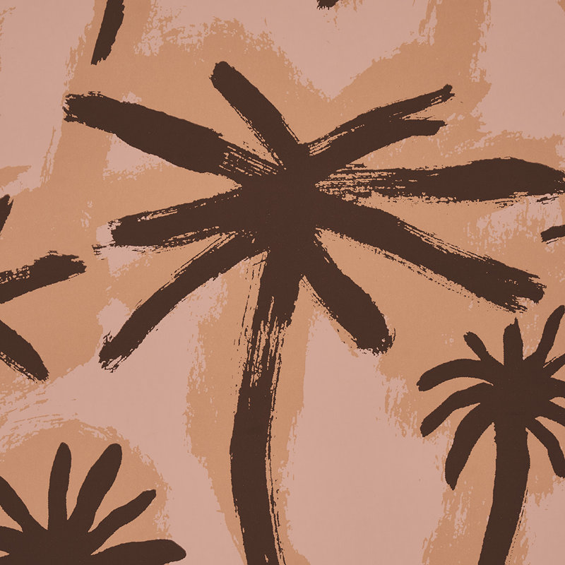 Papier peint Schumacher x Abel Macias Palmitas, Corail