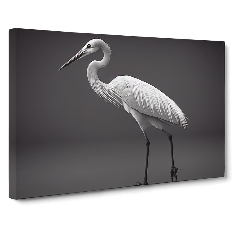 Tranquil Heron Bird - Wrapped Canvas, 35cm H x 50cm W x 3cm D