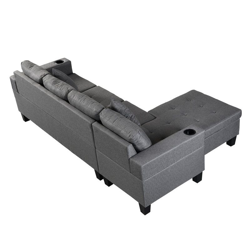 Canapé modulaire 4 pièces avec méridienne et porte-gobelet Living Room