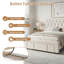 Structure de lit plateforme simple tapissier avec 4 grands tiroirs de rangement sous le lit, tête de lit moelleuse touffetée au diamant, support de lattes en bois renforcé, capacité de poids de 800 lb, structure silencieuse à faible frottement, aucun sommier requis, beige-130036354