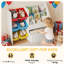 White MDF Children’s Combined Storage Furniture With Six Multicoloured Removable Plastic Bins Open Front Book Display Shelf Bottom Closed Clothing Compartment Kid Sized Organiser For Nursery Playroom Bedroom