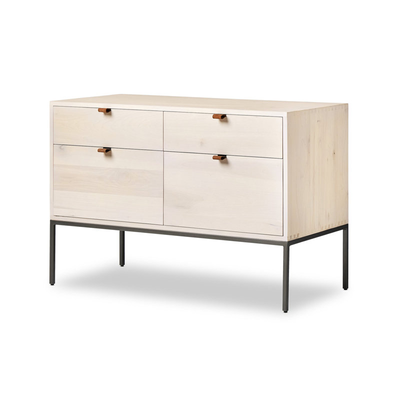 Trey 4 - Drawer Solid Wood File Cabinet, Whitewash