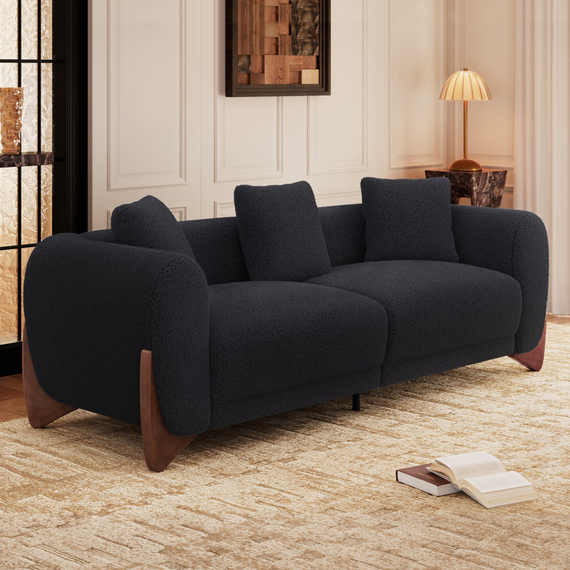 Cloud 5-Person Modern Sherpa Living Room Set, Black