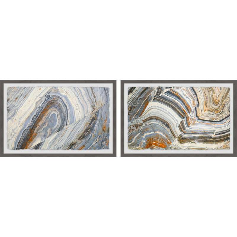 Techtonic Diptych - ensemble de 2 reproductions d'art sur papier encadré, H 12 po x l 18 po x L 1,5 po