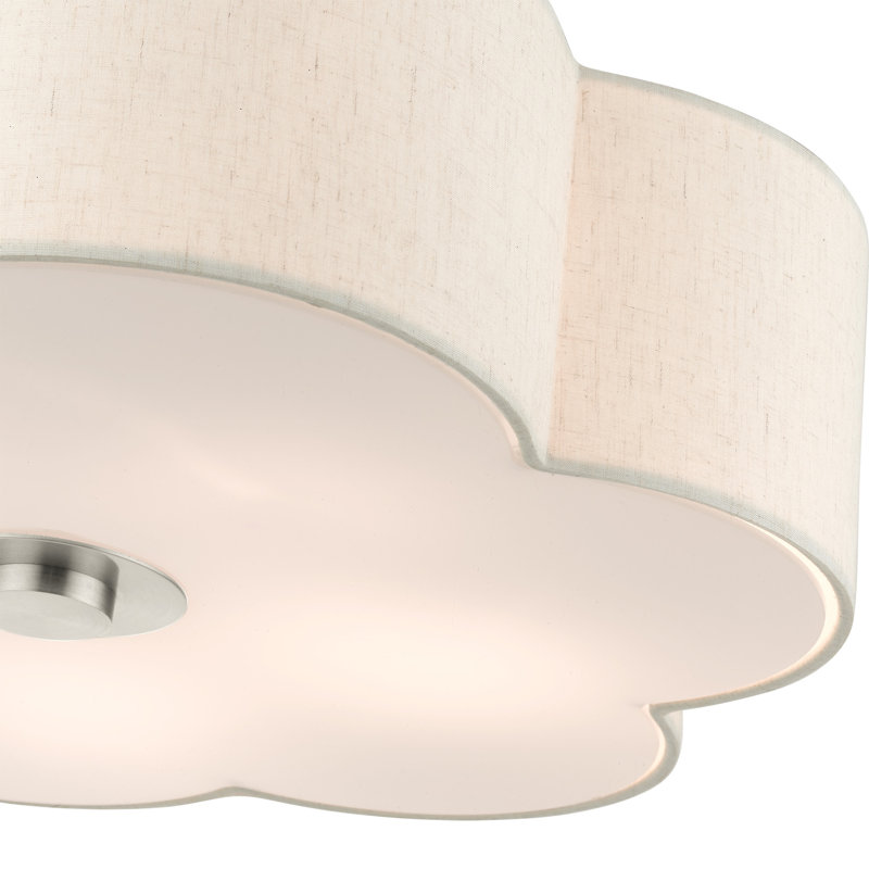Swarthout 5 - Light Semi Flush Mount, Brushed Nickel, Fabric, 9" H x 22" W x 22" D