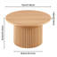Table basse ronde en chêne avec placage en bois de 27,56 pouces (table basse seulement, sans chaises)-1581570899