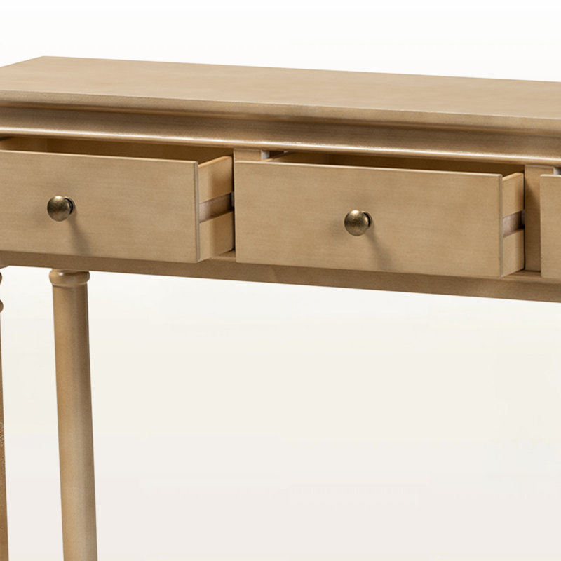 Dune French Farmhouse Brown Finished Wood 3-Drawer Console Table, 31.6'' H X 39.16'' W X 9.24'' D, Brown