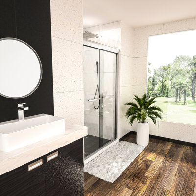 48"x76" Shower Door, Semi- Bypass, Sliding, , Insulation Door 48"x76", Bypass Tempered Glass
