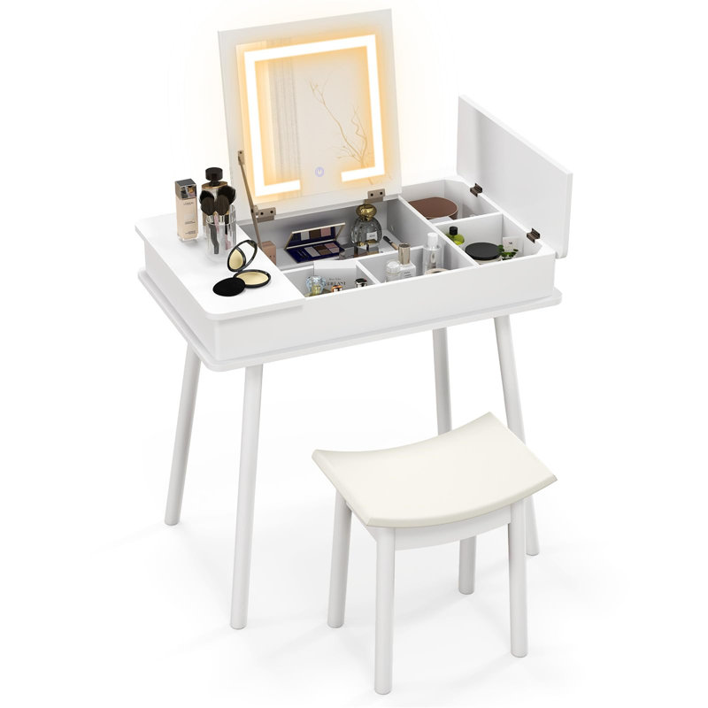 Paolo Dressing Table with Mirror, White