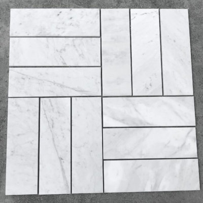 Carrelage mural et de sol en marbre blanc de Carrare poli