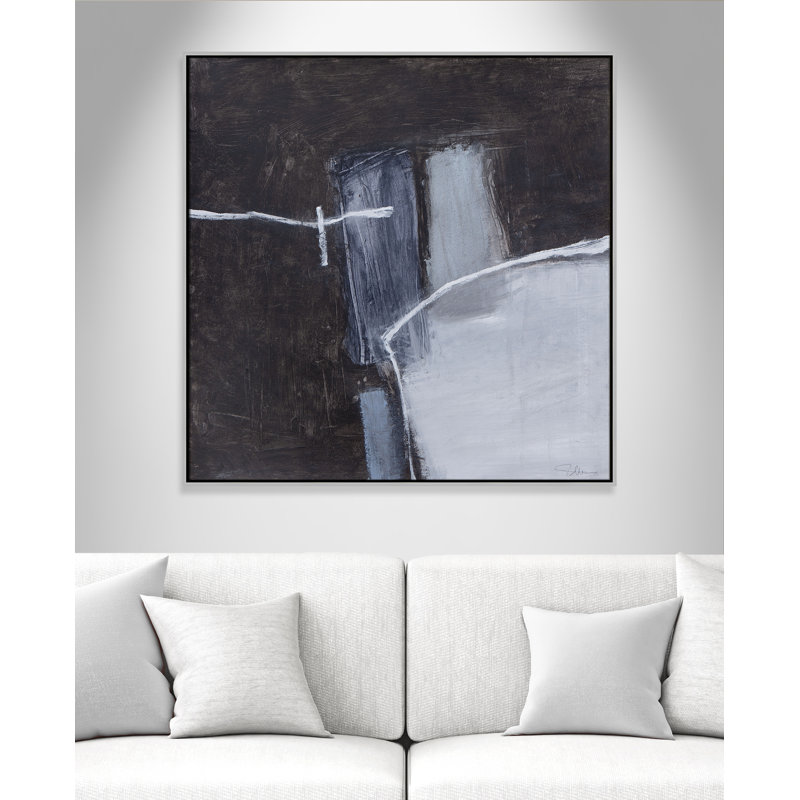 Graphite Gemstones I Print by Casa Fine Arts, 41.5" H x 41.5" W, Silver