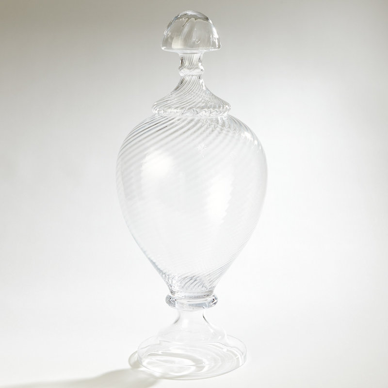 Spiralled Glass Lidded Jar