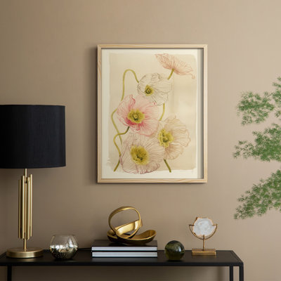 Vintage Summer Poppies I Framed Print - Solid Wood