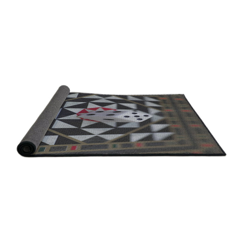 Tapis noir/brun/blanc tissé à la machine, Rond 7 pi