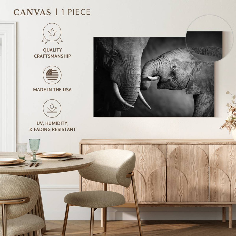 Elephant Affection Canvas Print, 24" H x 36" W x 1.25" D