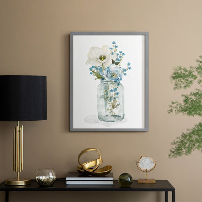 Mason Jar Blues I Framed Print - Solid Wood