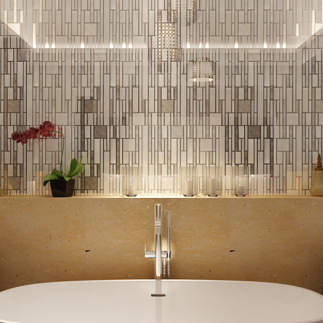 2" x 2" Metal Versailles Mosaic Wall Tile Bloom Stone