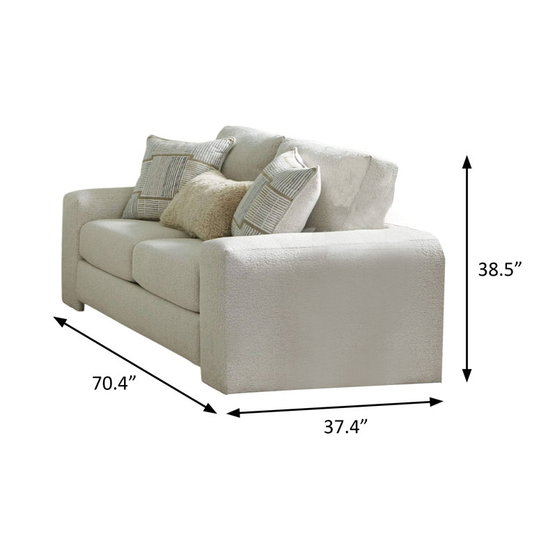 Causeuse contemporaine l 70,4 po, crème / beige