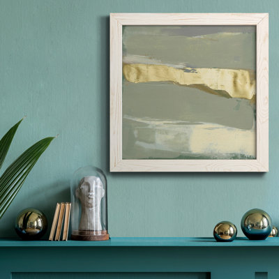Toile encadrée sauge et or Swipe III-Premium - prête à être accrochée