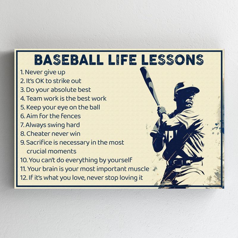Baseball Player's Back - Baseball Life Lessons - 1 pièce, reproduction d'art graphique sur toile tendue