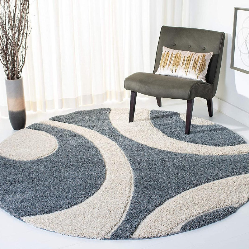 Tapis à poils longs Kerio, Rond 6 pi 7 po