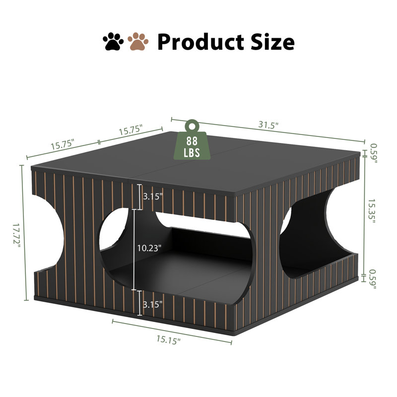 Farmhouse Square Coffee Table With Storage, Black