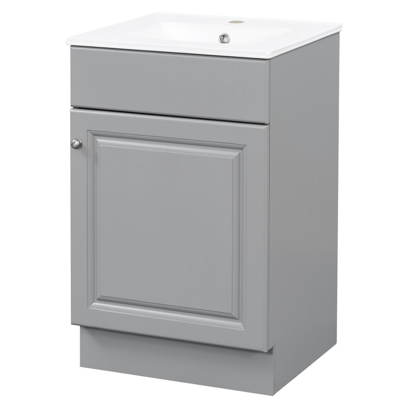 Meuble-lavabo gris 20 po avec lavabo et armoire de rangement, tablette réglable | Idée de cadeau