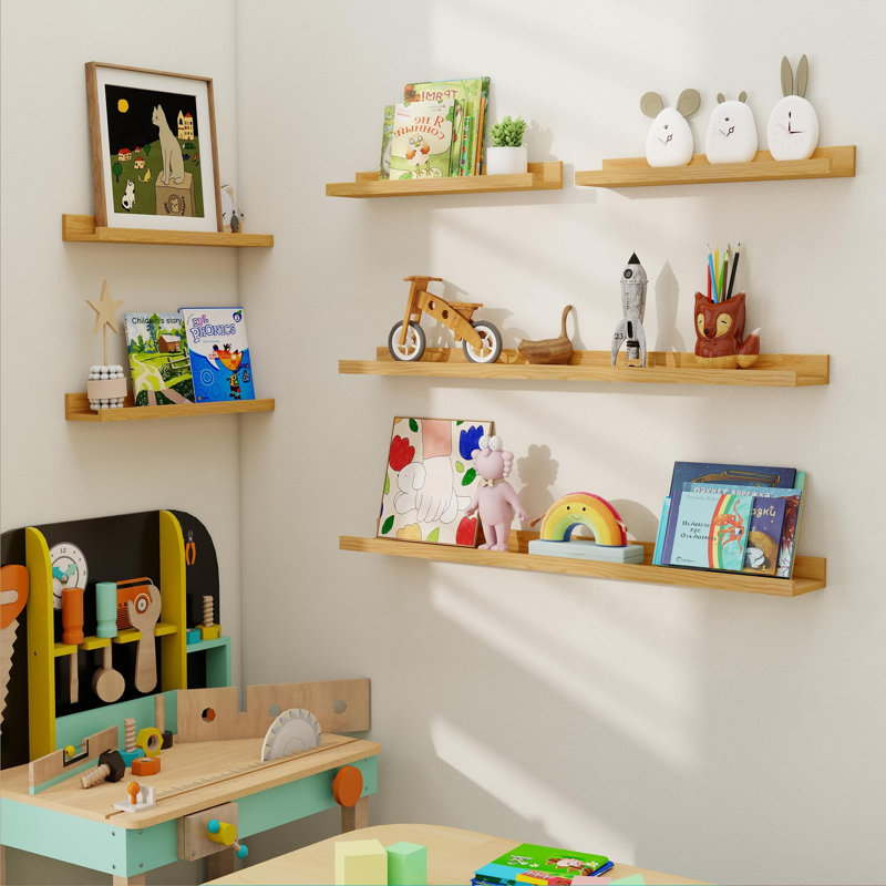 Tablette à photos, tablettes flottantes pour décoration murale, Chêne