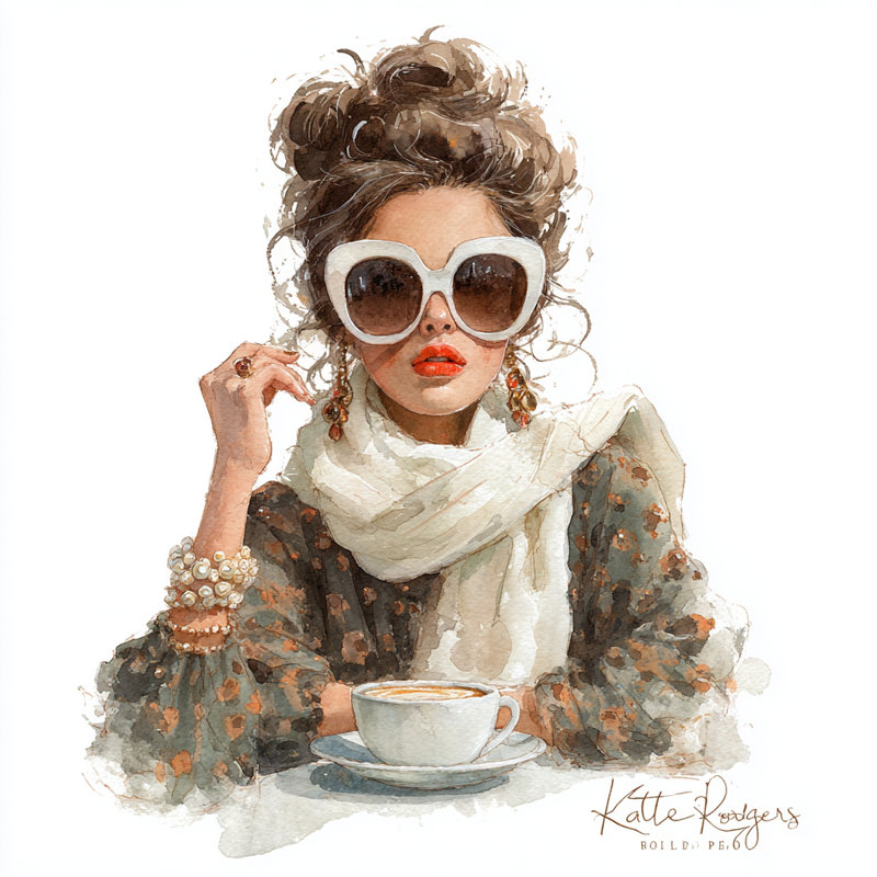 «Classic Cafe Grace», art mural sur toile tendue, H 40 po x l 40 po