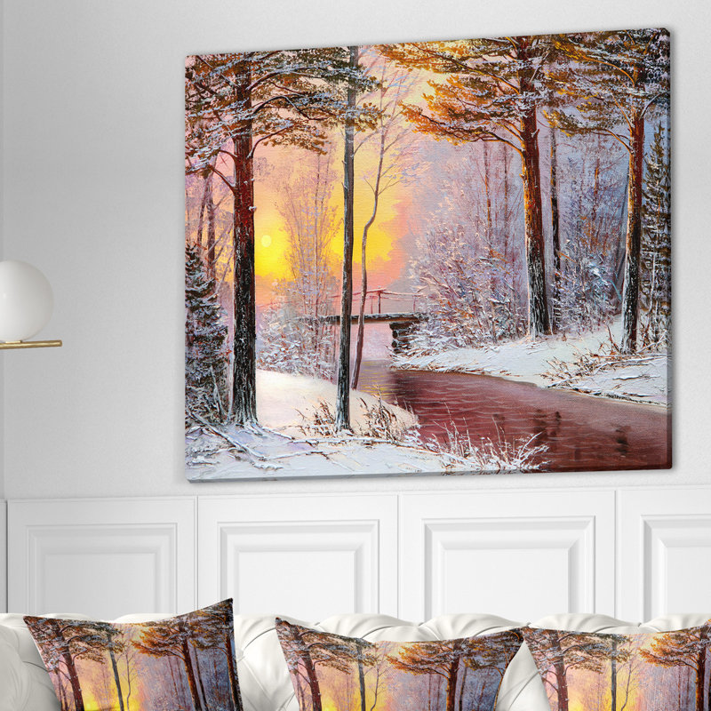 «Winter Forest at Sunset», reproduction sur toile tendue, H 30 po x l 40 po x P 1,5 po