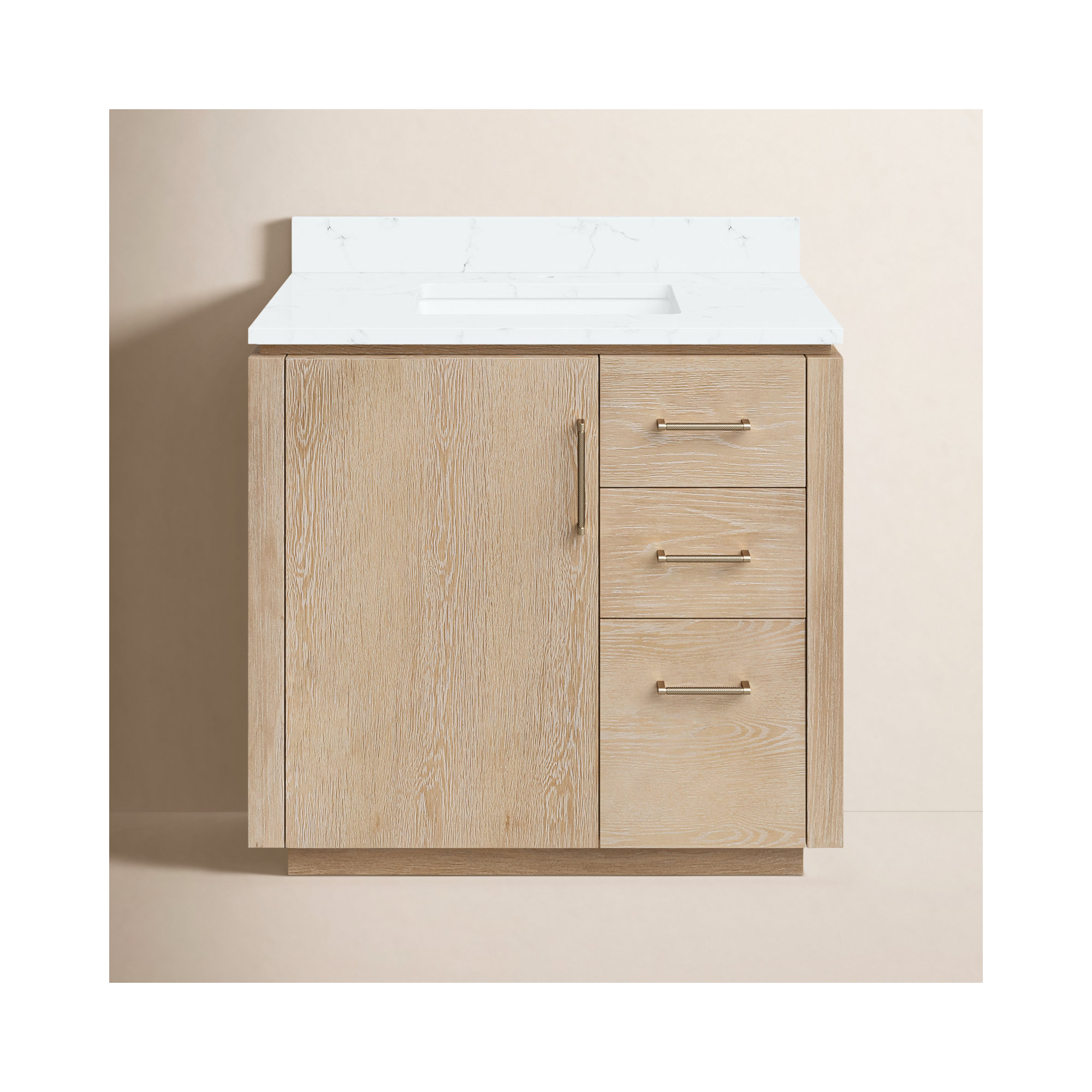 Cloverfield 36'' Single Bathroom Vanity, Washed Ash Gray, Gold