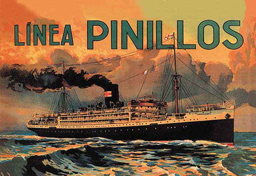 Publicité rétro à ligne de croisière pinillos