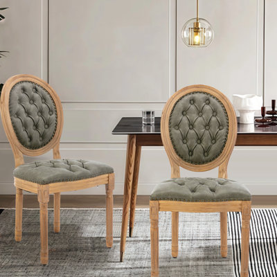 Upholstered Dining Side Chairs,Pine Green