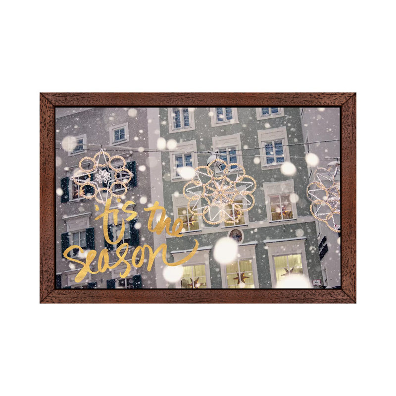 Tis the Season 1 Piece Floater Frame Wall Art on Canvas, Brown