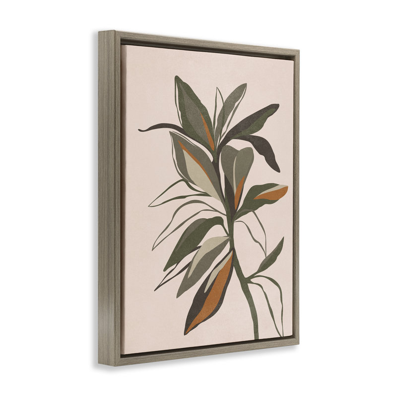 "Earthtone Boho Plant", art mural sur toile flottante noire par Nataly White, Cadre flottant orme Montalcino