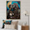 Portrait de la reine et du roi d'Afrique amoureux, reproduction d'art sur toile
