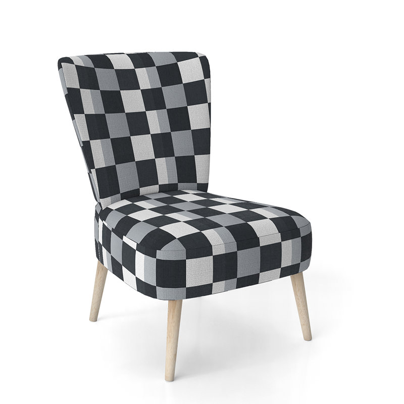 Upholstered Floral Side Chair - Modern floral Accent Chair, Abstract Gray Polyester Blend 2