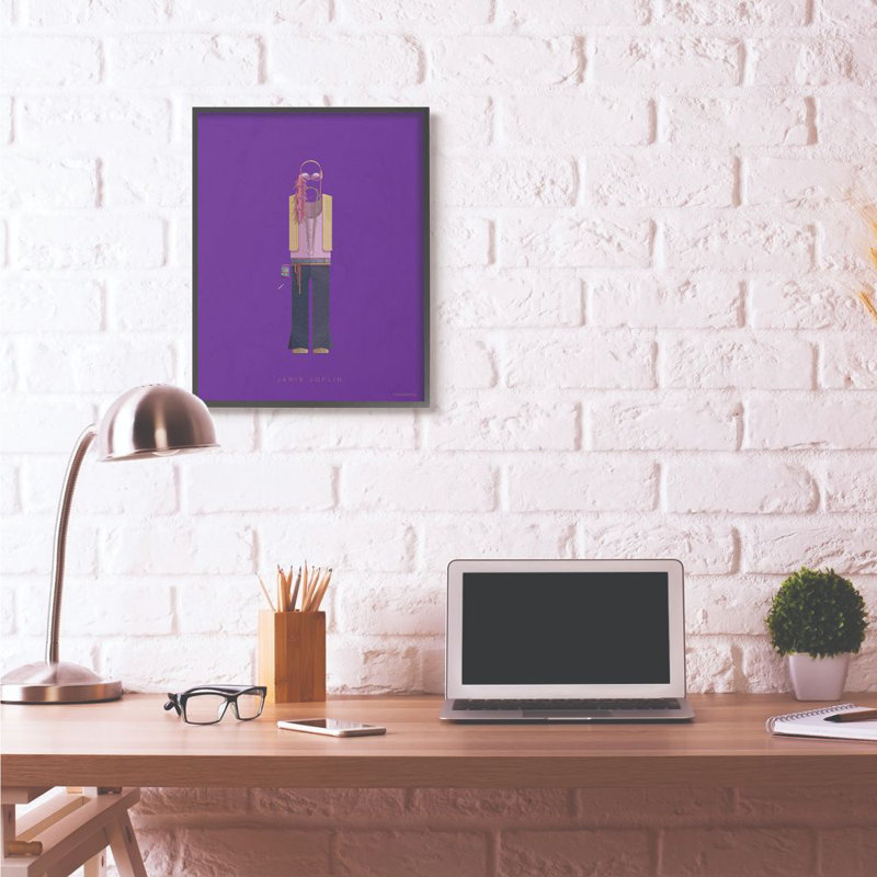 « janis joplin célèbre people personnages style design », impression sur toile, Giclée encadrée noir minuit