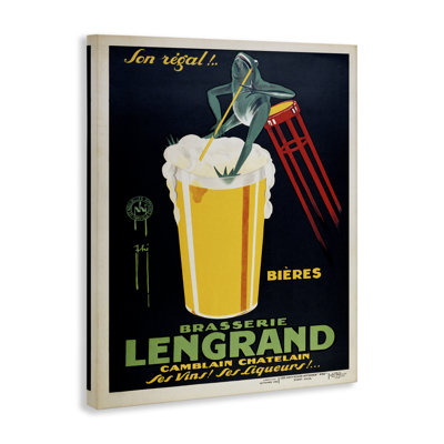 Antique Frog & Beer Advertisement Canvas Wall Art, design by Marcus Jules