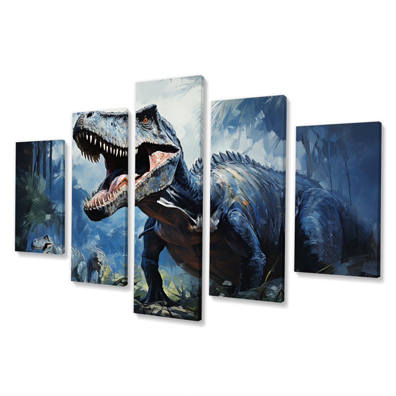 Trinx Ancient Dinosaur Blue And Grey I - Dinosaur Multipanel Wall Art ...