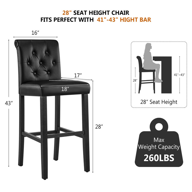 Tabouret de bar 28,5 po Alayna, Black PU