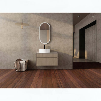 Meuble-lavabo mural de 32 pouces avec lavabo en céramique artistique et plateau plat
