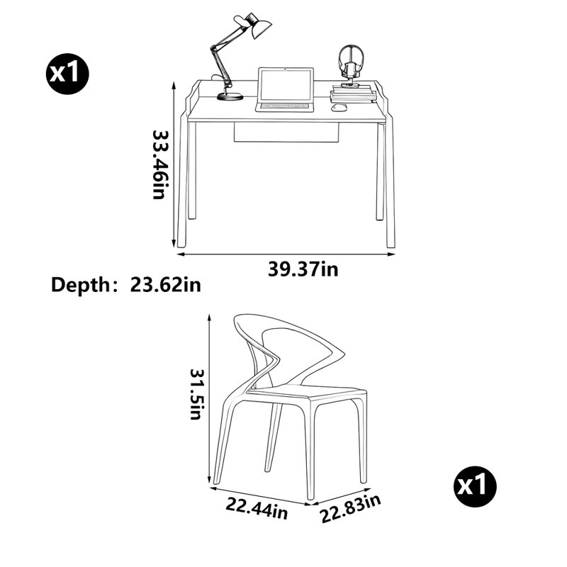 Chaise de bureau en noyer noir clair