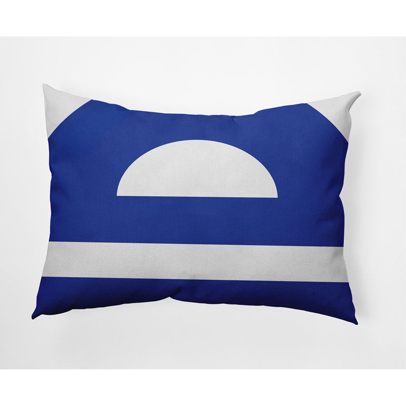 Geometric Outdoor Reversible Throw Pillow, Blue