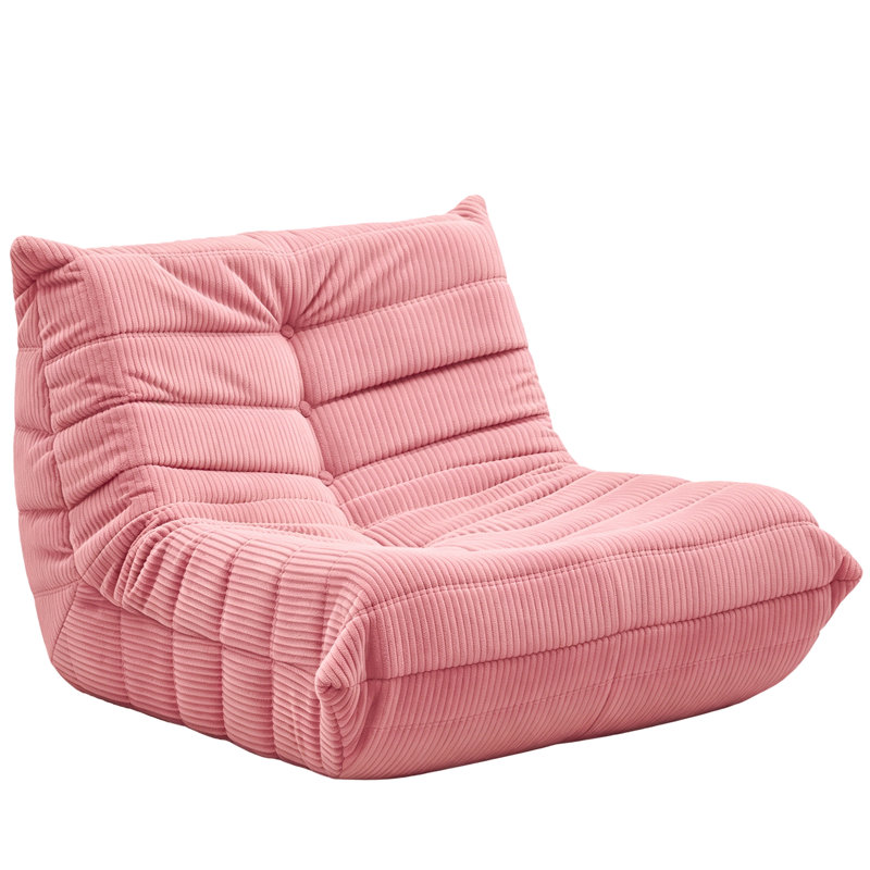 Fauteuil à billes sans accoudoirs Boneless Lazy, 35.4" x 37.8" x 27.5", Velours côtelé rose