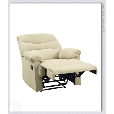 Arcadia Beige Microfiber Motion Recliner With Smooth Reclining And Plush Comfort, Perfect For Modern Living Rooms.