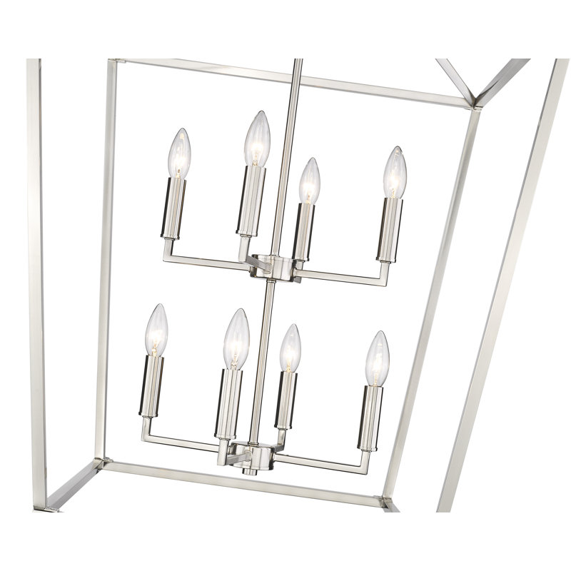Luminaire suspendu carré à 8 lumières , Argent