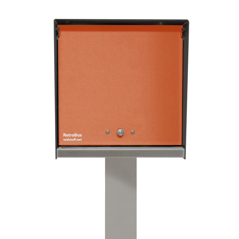 RetroBox Mailbox, Black/Orange